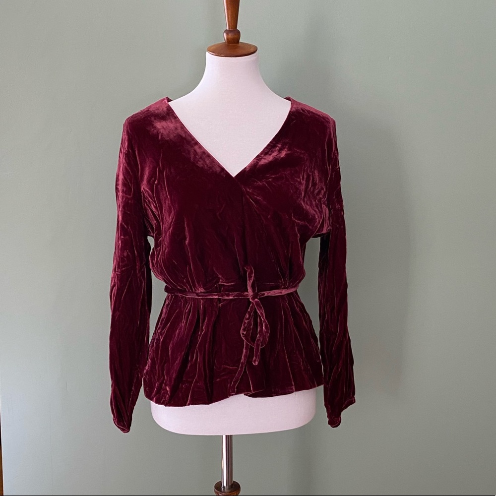 NWT J Crew velvet faux-wrap top, size 12
